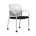 Union & Scale™ Workplace2.0™ Vinyl Guest Chair, Black Vinyl, Integrated Lumbar, Fixed Arms, Stationary, Fully Assembled