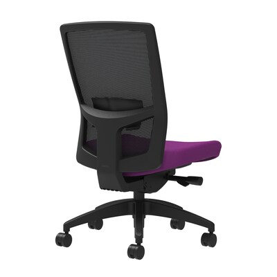 Union & Scale Workplace2.0™ Fabric Task Chair, Amethyst, Adjustable Lumbar, Armless, Advanced Synchro-Tilt Seat Control (53647)