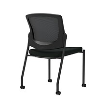 Union & Scale Workplace2.0™ Vinyl Guest Chair, Black Vinyl, Integrated Lumbar, Armless, Stationary,