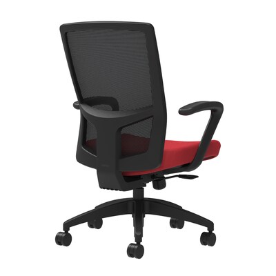 Union & Scale Workplace2.0™ Fabric Task Chair, Cherry, Integrated Lumbar, Fixed Arms, Synchro-Tilt with Seat Slide (53628)