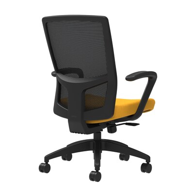 Union & Scale Workplace2.0™ Fabric Task Chair, Goldenrod, Integrated Lumbar, Fixed Arms, Synchro-Tilt with Seat Slide (53632)