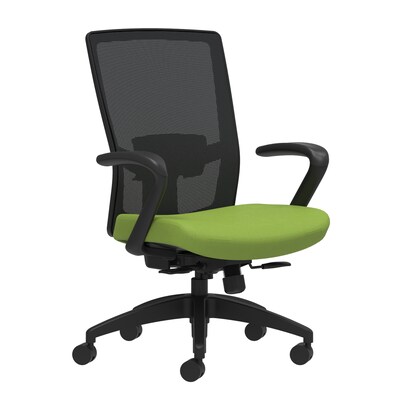 Union & Scale Workplace2.0™ Fabric Task Chair, Pear, Adjustable Lumbar, Fixed Arms, Synchro-Tilt w/ Seat Slide Control (53633)