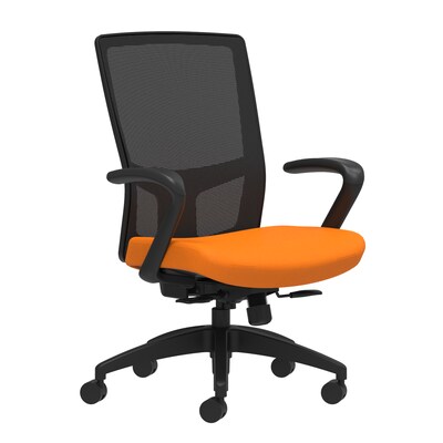 Union & Scale Workplace2.0™ Fabric Task Chair, Apricot, Integrated Lumbar, Fixed Arms, Synchro-Tilt with Seat Slide (53626)