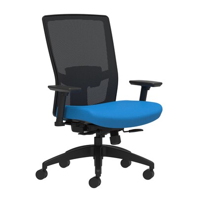 Union & Scale Workplace2.0™ Fabric Task Chair, Cobalt, Adjustable Lumbar, 2D Arms, Synchro-Tilt with Seat Slide (53605)