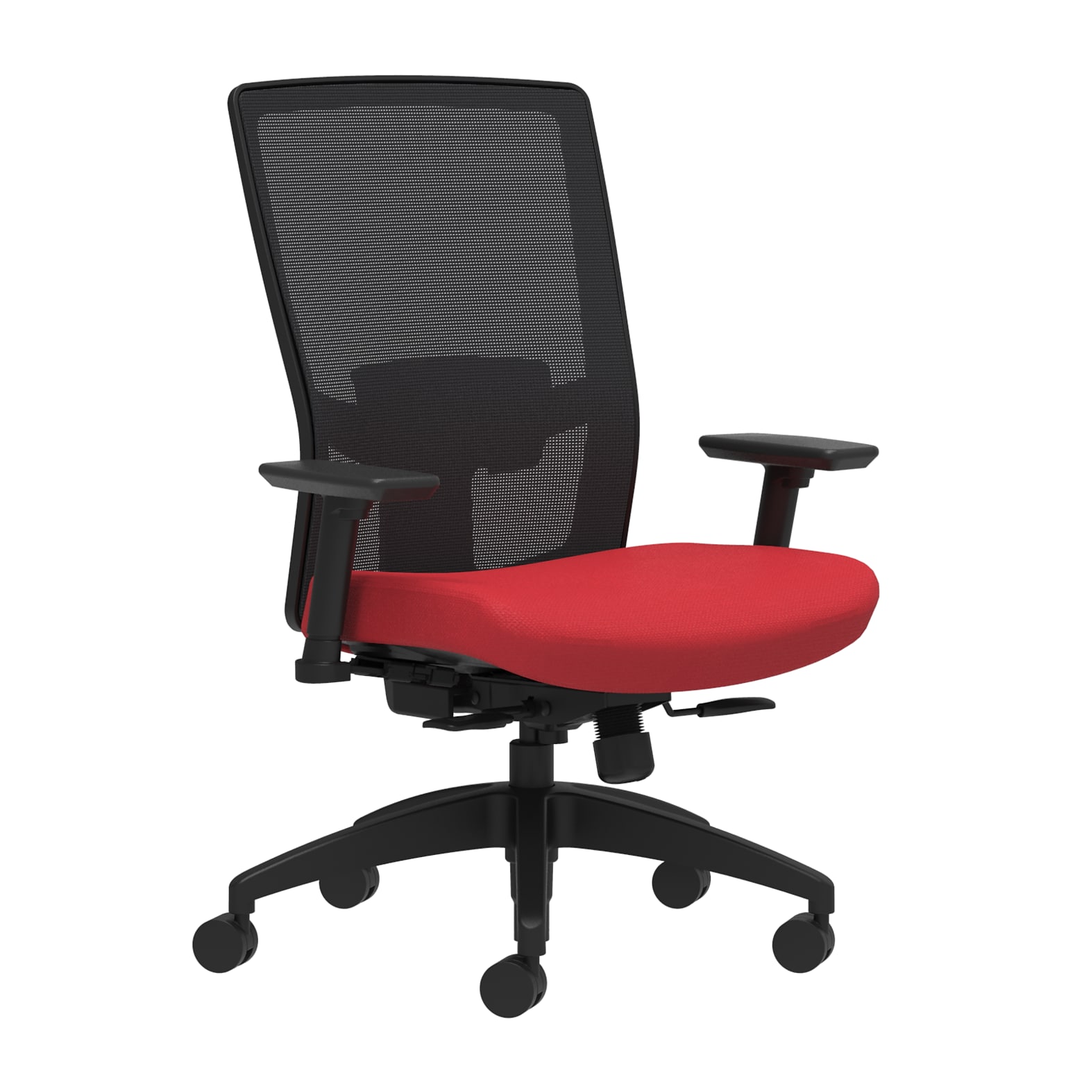 Union & Scale Workplace2.0™ Fabric Task Chair, Cherry, Adjustable Lumbar, 2D Arms, Synchro-Tilt with Seat Slide (53603)