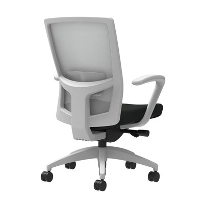 Union & Scale Workplace2.0™ Task Chair, Black Vinyl, Adjustable Lumbar, Fixed Arms, Advanced Synchro-Tilt Seat Control (53593)