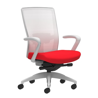 Union & Scale Workplace2.0™ Fabric Task Chair, Ruby Red, Adjustable Lumbar, Fixed Arms, Adv Synchro-