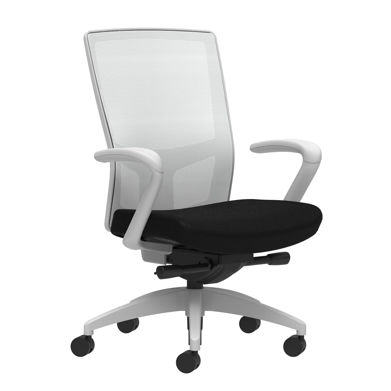 Union & Scale Workplace2.0™ Fabric Task Chair, Black, Integrated Lumbar, Fixed Arms, Advanced Synchro-Tilt Seat Control (53590)
