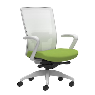 Union & Scale Workplace2.0™ Fabric Task Chair, Pear, Adjustable Lumbar, Fixed Arms, Advanced Synchro