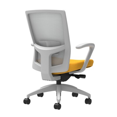 Union & Scale Workplace2.0™ Fabric Task Chair, Goldenrod, Adjustable Lumbar, Fixed Arms, Advanced Sy