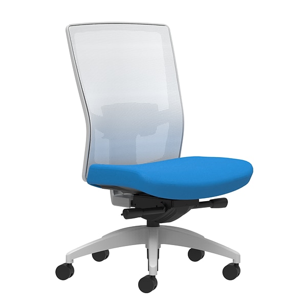 Union & Scale Workplace2.0™ Fabric Task Chair, Cobalt, Adjustable Lumbar, Armless, Advanced Synchro-Tilt Seat Control (53561)