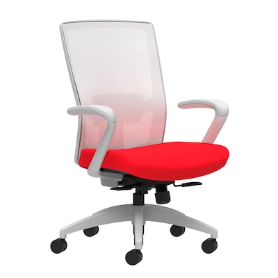 Union & Scale Workplace2.0™ Fabric Task Chair, Ruby Red, Adjustable Lumbar, Fixed Arms, Synchro-Tilt