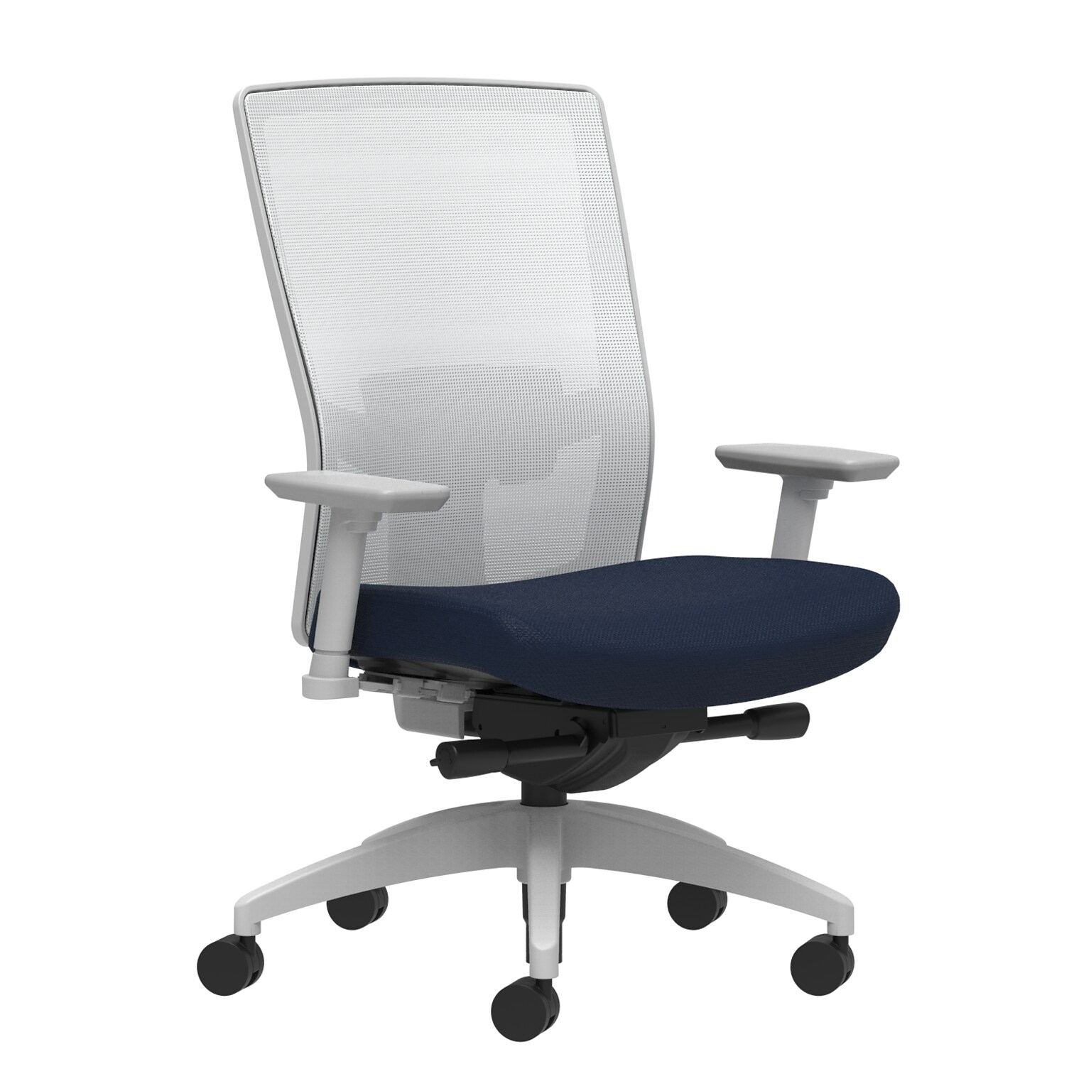 Union & Scale Workplace2.0™ Fabric Task Chair, Navy, Adjustable Lumbar, 2D Arms, Advanced Synchro-Tilt (53551)