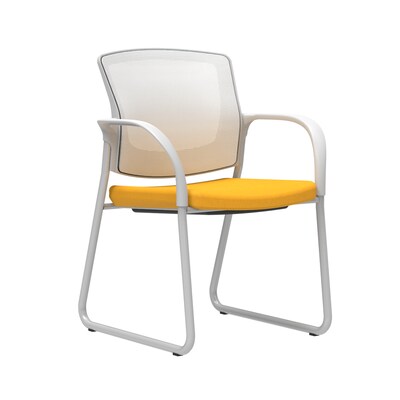 Union & Scale Workplace2.0™ Fabric Guest Chair, Goldenrod, Integrated Lumbar, Fixed Arms, Stationary Seat Control (53746)