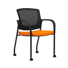 Union & Scale Workplace2.0™ Fabric Guest Chair, Apricot, Integrated Lumbar, Fixed Arms, Stationary,