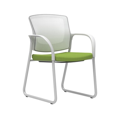 Union & Scale Workplace2.0™ Fabric Guest Chair, Pear, Integrated Lumbar, Fixed Arms, Stationary Seat Control (53747)