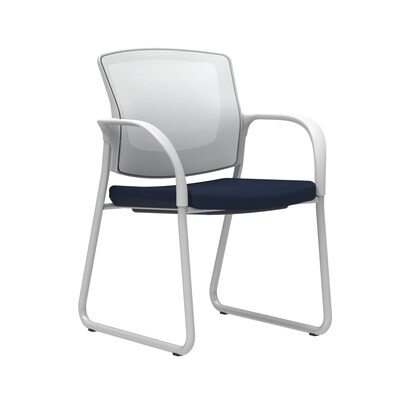 Union & Scale Workplace2.0™ Fabric Guest Chair, Navy, Integrated Lumbar, Fixed Arms, Stationary Seat Control (53751)