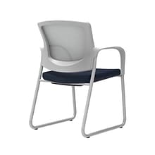 Union & Scale Workplace2.0™ Fabric Guest Chair, Navy, Integrated Lumbar, Fixed Arms, Stationary Seat