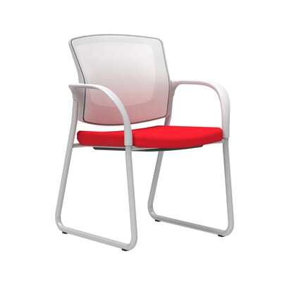 Union & Scale Workplace2.0™ Fabric Guest Chair, Ruby Red, Integrated Lumbar, Fixed Arms, Stationary, Fully Assembled