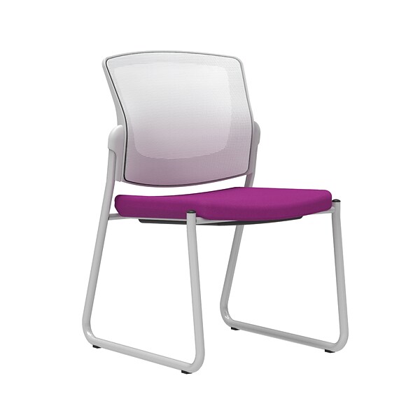 Union & Scale Workplace2.0™ Fabric Guest Chair, Amethyst, Integrated Lumbar, Armless, Stationary, Fully Assembled