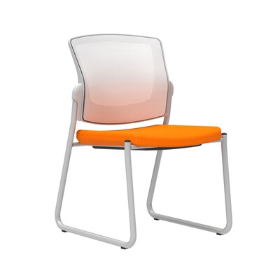 Union & Scale Workplace2.0™ Fabric Guest Chair, Apricot, Integrated Lumbar, Armless, Stationary Seat