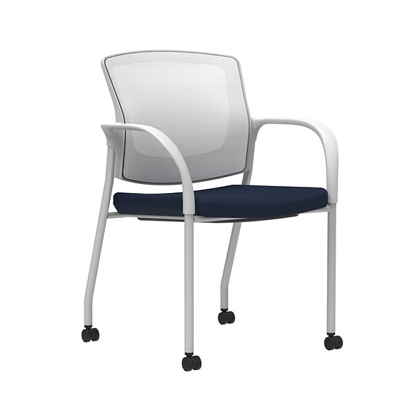 Union & Scale Workplace2.0™ Fabric Guest Chair, Navy, Integrated Lumbar, Fixed Arms, Stationary, Fully Assembled