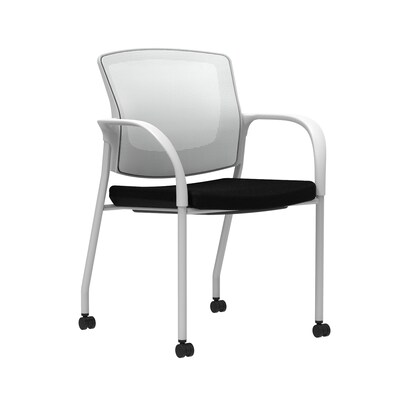 Union & Scale™ Workplace2.0™ 500 Series Fabric Guest Chair, Black, Integrated Lumbar, Fixed Arms, Stationary, Fully Assembled