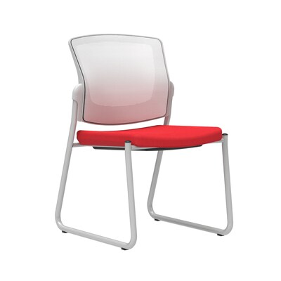 Union & Scale Workplace2.0™ Fabric Guest Chair, Cherry, Integrated Lumbar, Armless, Stationary, Fully Assembled