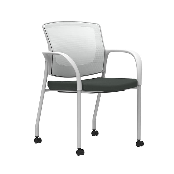 Union & Scale Workplace2.0™ Fabric Guest Chair, Iron Ore, Integrated Lumbar, Fixed Arms, Stationary, Fully Assembled