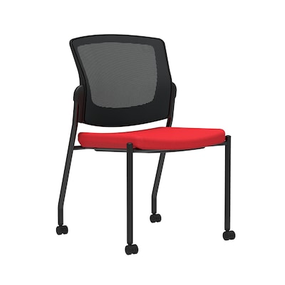 Union & Scale Workplace2.0™ Fabric Guest Chair, Cherry, Integrated Lumbar, Armless, Stationary Seat Control (53712)