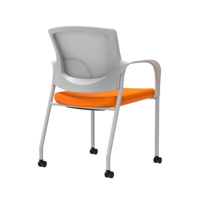 Union & Scale Workplace2.0™ Fabric Guest Chair, Apricot, Integrated Lumbar, Fixed Arms, Stationary Seat Control (53682)