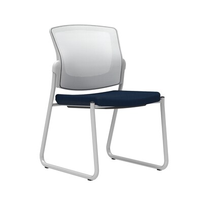 Union & Scale Workplace2.0™ Fabric Guest Chair, Navy, Integrated Lumbar, Armless, Stationary Seat Co