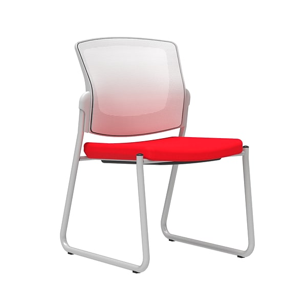 Union & Scale Workplace2.0™ Fabric Guest Chair, Ruby Red, Integrated Lumbar, Armless, Stationary Seat Control (53763)