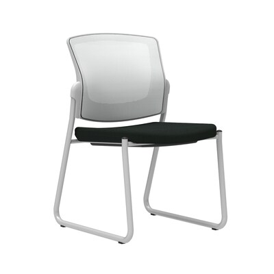 Union & Scale Workplace2.0™ Guest Chair, Black Vinyl, Integrated Lumbar, Armless, Stationary Seat Co