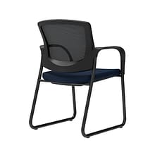 Union & Scale Workplace2.0™ Fabric Guest Chair, Navy, Integrated Lumbar, Fixed Arms, Stationary Seat