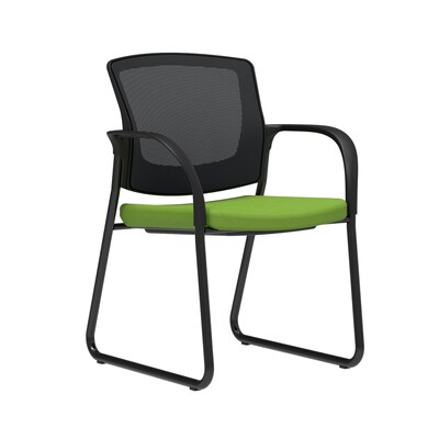 Union & Scale Workplace2.0™ Fabric Guest Chair, Pear, Integrated Lumbar, Fixed Arms, Stationary Seat Control (53726)