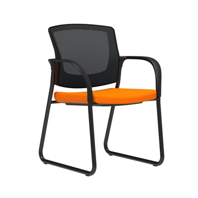 Union & Scale Workplace2.0™ Fabric Guest Chair, Apricot, Integrated Lumbar, Fixed Arms, Stationary Seat Control (53722)