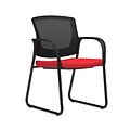 Union & Scale Workplace2.0™ Fabric Guest Chair, Cherry, Integrated Lumbar, Fixed Arms, Stationary Se