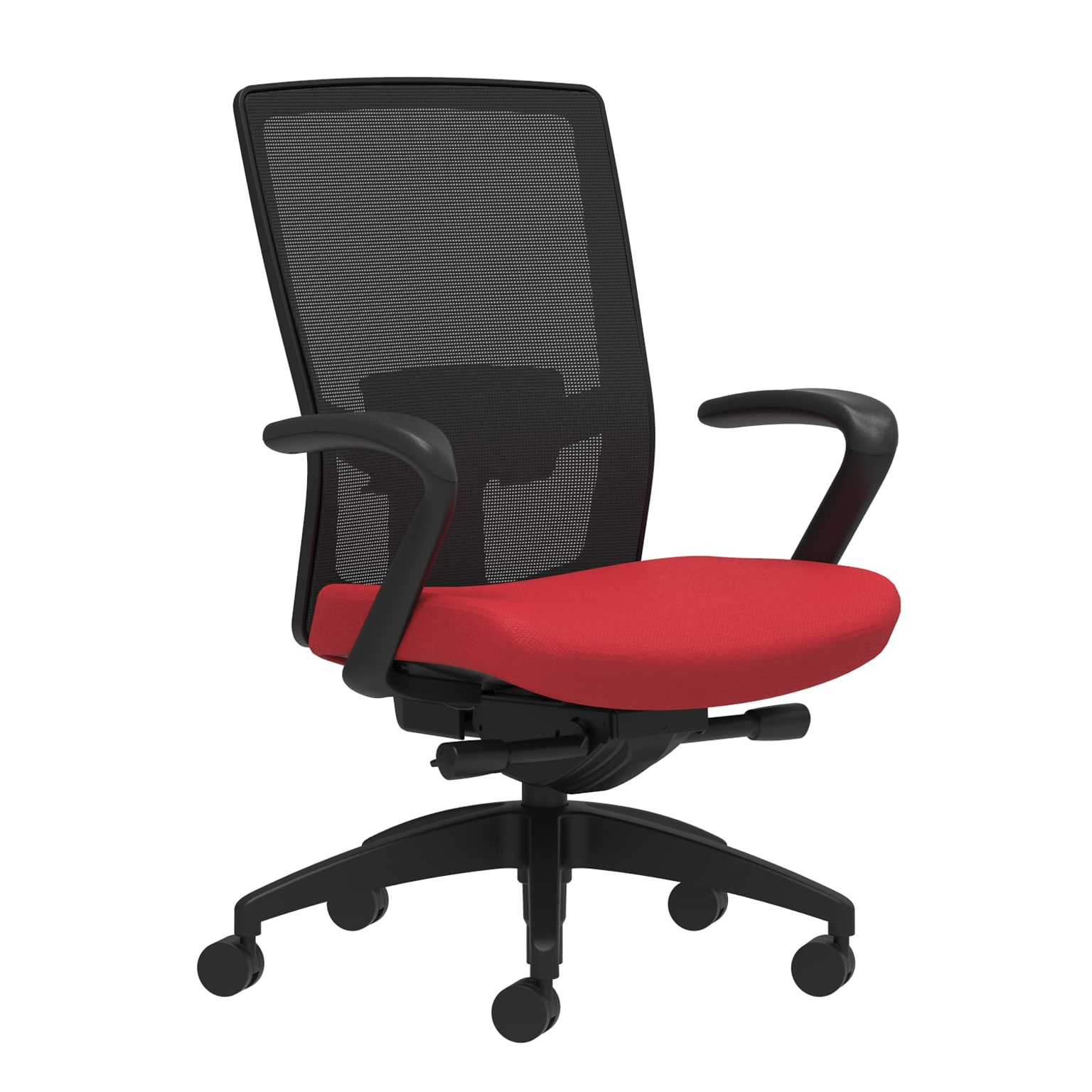 Union & Scale Workplace2.0™ Fabric Task Chair, Cherry, Adjustable Lumbar, Fixed Arms, Advanced Synchro-Tilt Seat Control (53663)