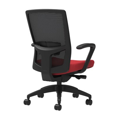 Union & Scale Workplace2.0™ Fabric Task Chair, Cherry, Adjustable Lumbar, Fixed Arms, Advanced Synchro-Tilt Seat Control (53663)