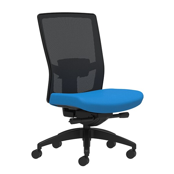 Union & Scale Workplace2.0™ Fabric Task Chair, Cobalt, Adjustable Lumbar, Armless, Advanced Synchro-Tilt Seat Control (53653)