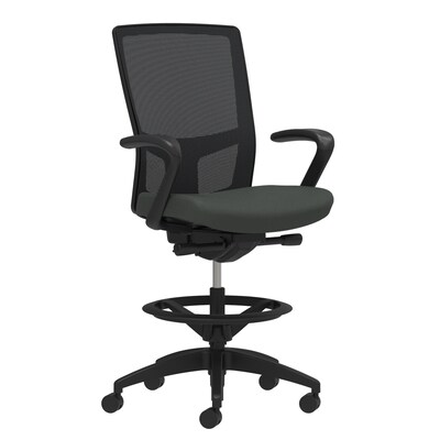 Union & Scale Workplace2.0™ Fabric Stool, Iron Ore, Integrated Lumbar, Fixed Arms, Synchro-Tilt, Partial Assembly Required