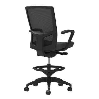 Union & Scale Workplace2.0™ Fabric Stool, Iron Ore, Integrated Lumbar, Fixed Arms, Synchro-Tilt, Partial Assembly Required