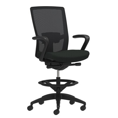 Union & Scale Workplace2.0™ Vinyl Stool, Black Vinyl, Adjustable Lumbar, Fixed Arms, Synchro-Tilt, Partial Assembly Required