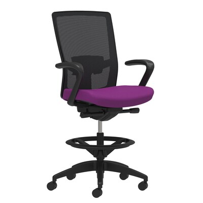 Union & Scale Workplace2.0™ Fabric Stool, Amethyst, Adjustable Lumbar, Fixed Arms, Synchro-Tilt, Partial Assembly Required