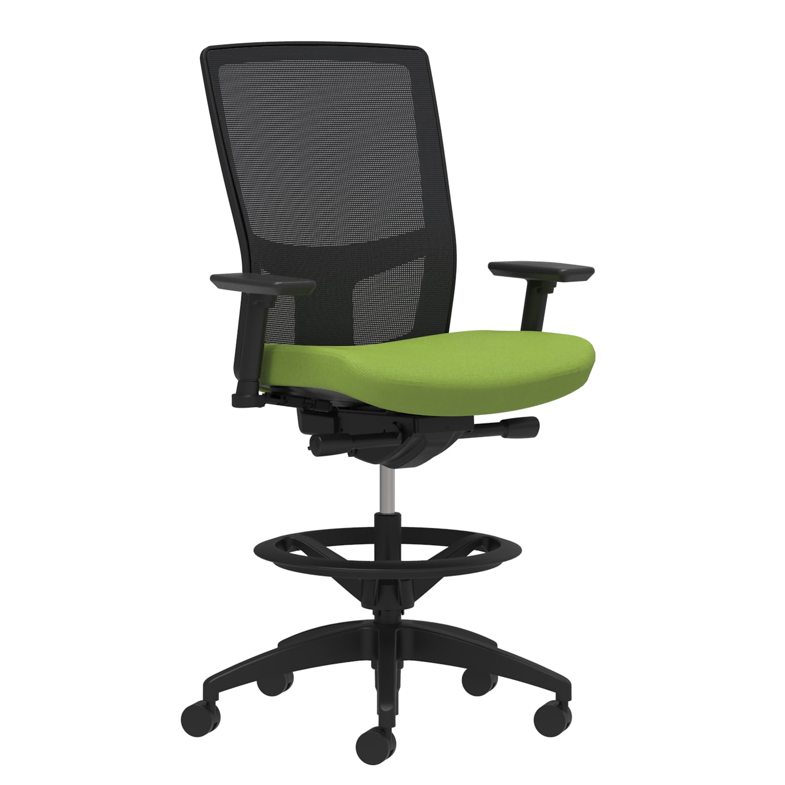 Union & Scale Workplace2.0™ Fabric Stool, Pear, Integrated Lumbar, Height & Width Adjustable Arms, Synchro-Tilt Control (53839)