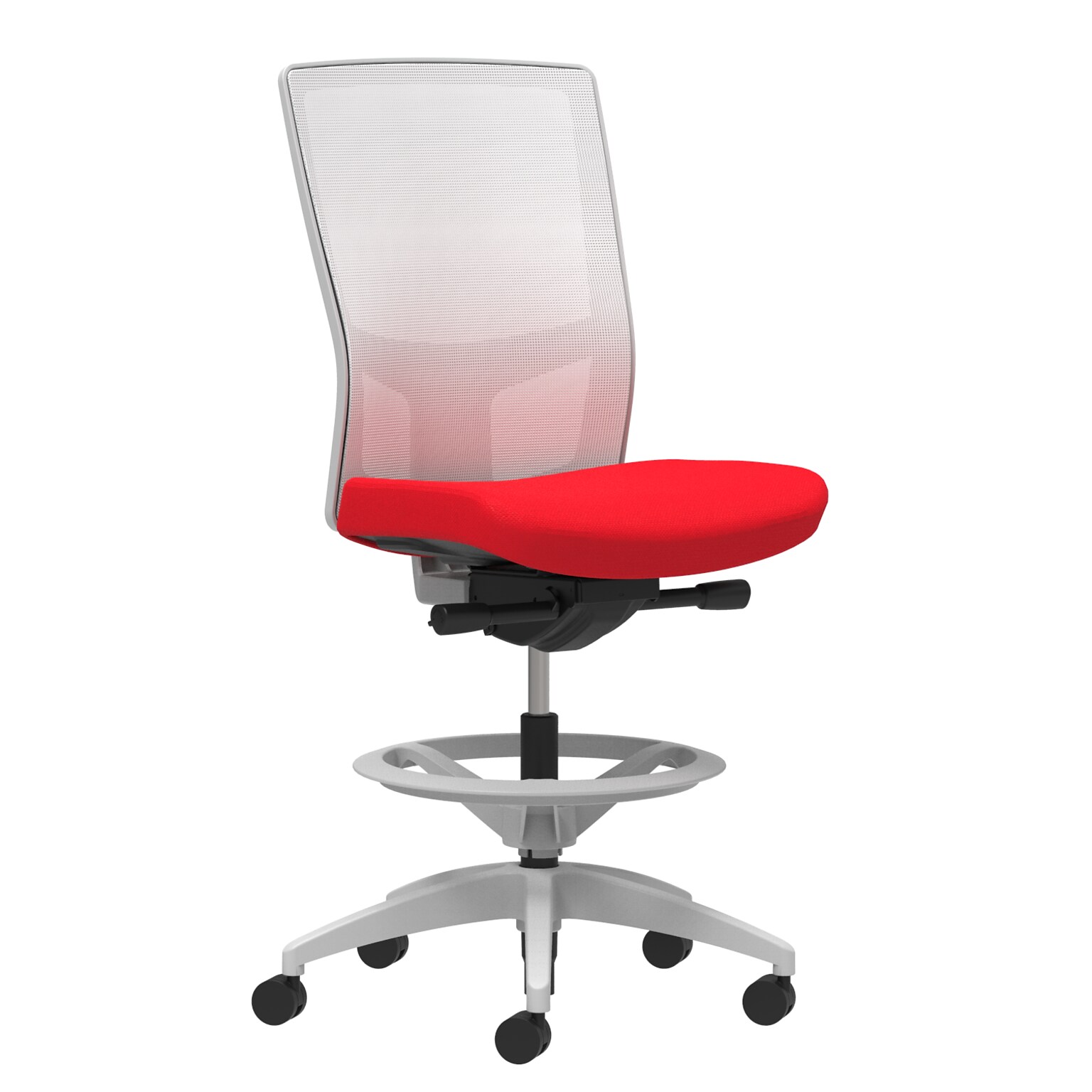 Union & Scale Workplace2.0™ Fabric Stool, Ruby Red, Integrated Lumbar, Armless, Synchro-Tilt, Partial Assembly Required