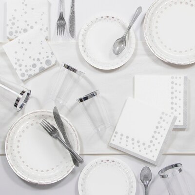 Creative Converting Large Sparkle and Shine Silver Party Supplies Kit (DTC1836E2B)
