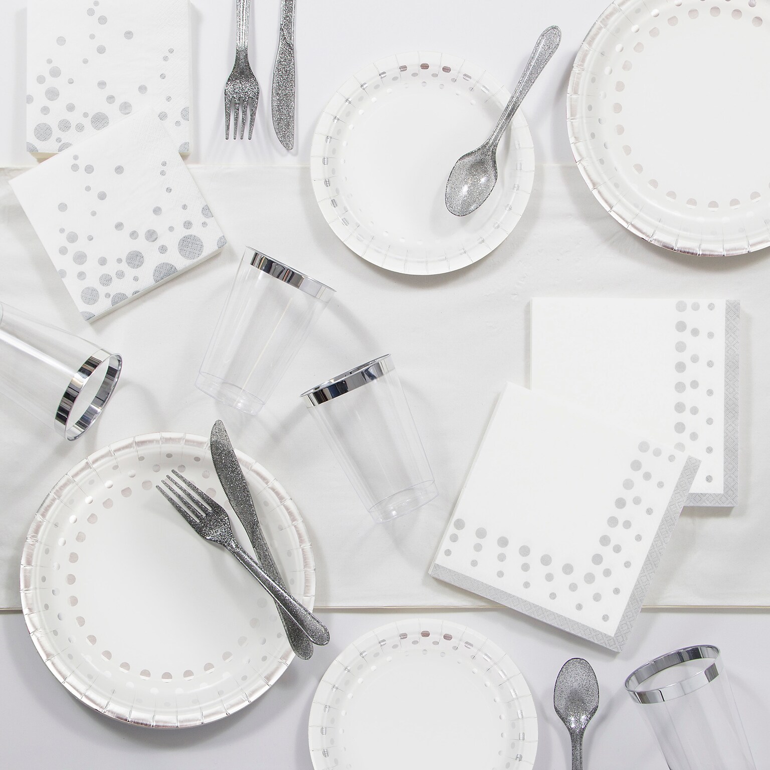 Creative Converting Large Sparkle and Shine Silver Party Supplies Kit (DTC1836E2B)