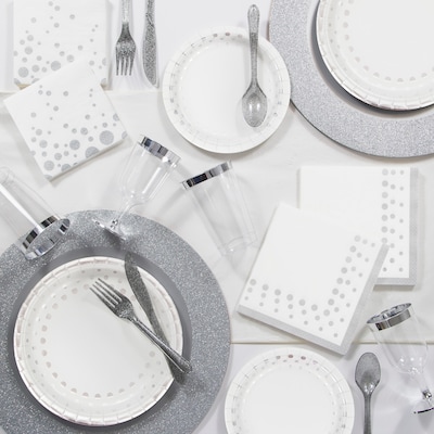 Creative Converting Sparkle and Shine Silver Deluxe Party Supplies Kit (DTC1836E2C)